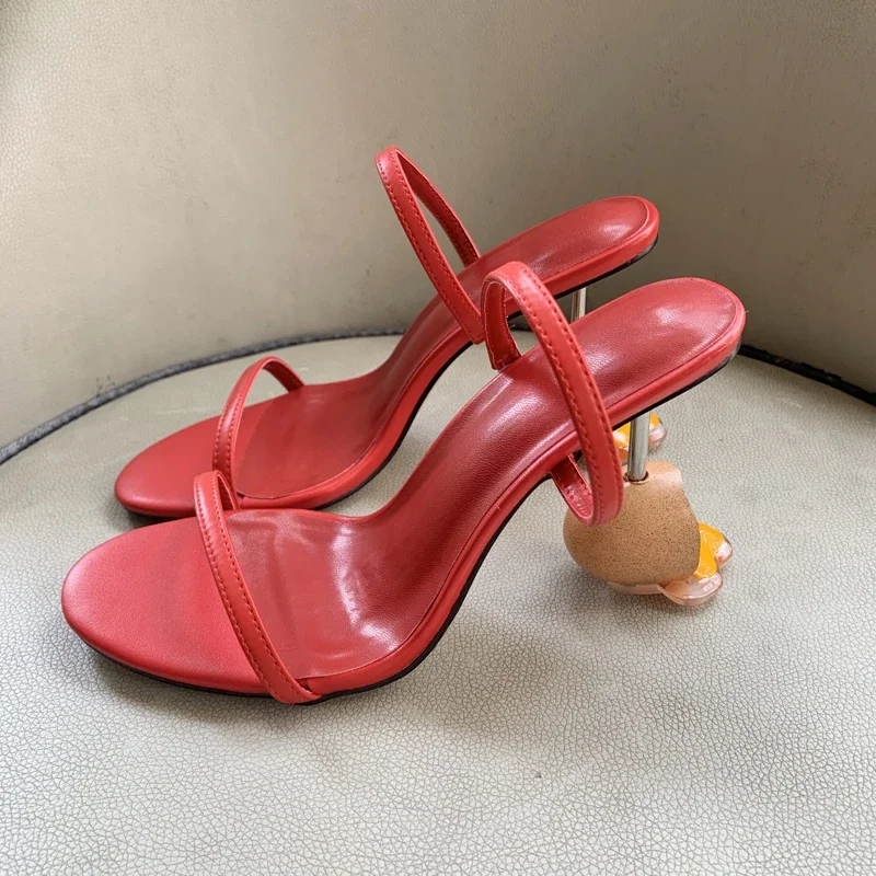 Sandal Strappy Heeled - Sandálias de tiras de verão dedo