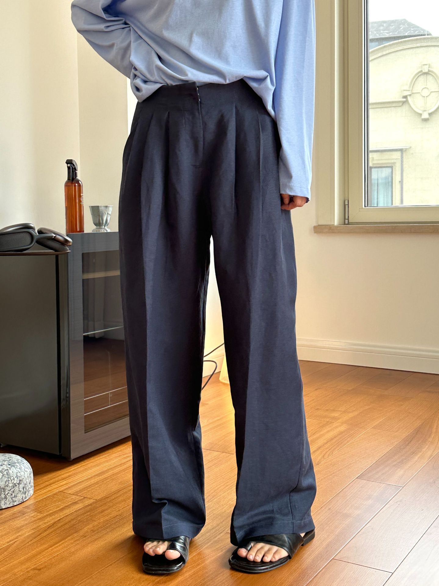 Calças Casuais de Linho com Pe - Linen Pant Wide avaliação e preço