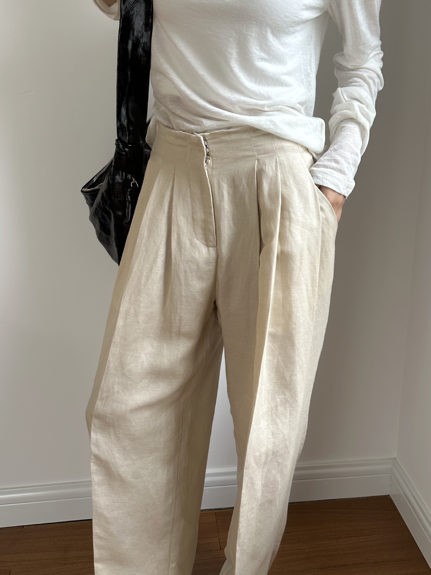 Calças Casuais de Linho com Pe - Linen Pant Wide avaliação e preço