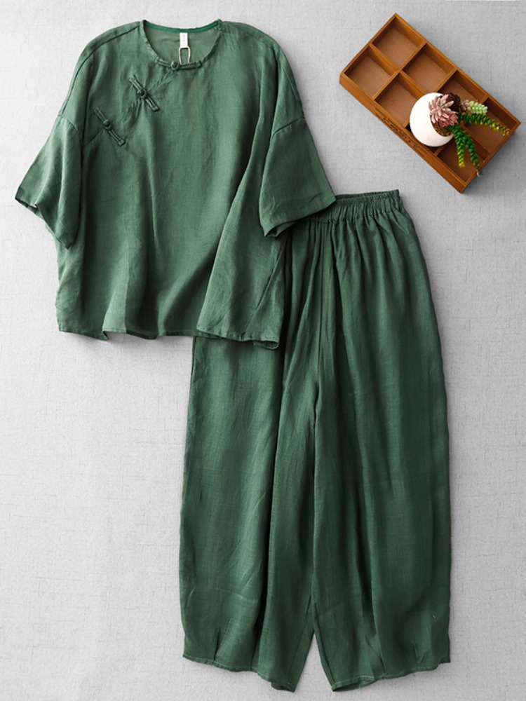 Novo Conjunto Feminino de Algo - Linen Pant Wide avaliação e preço