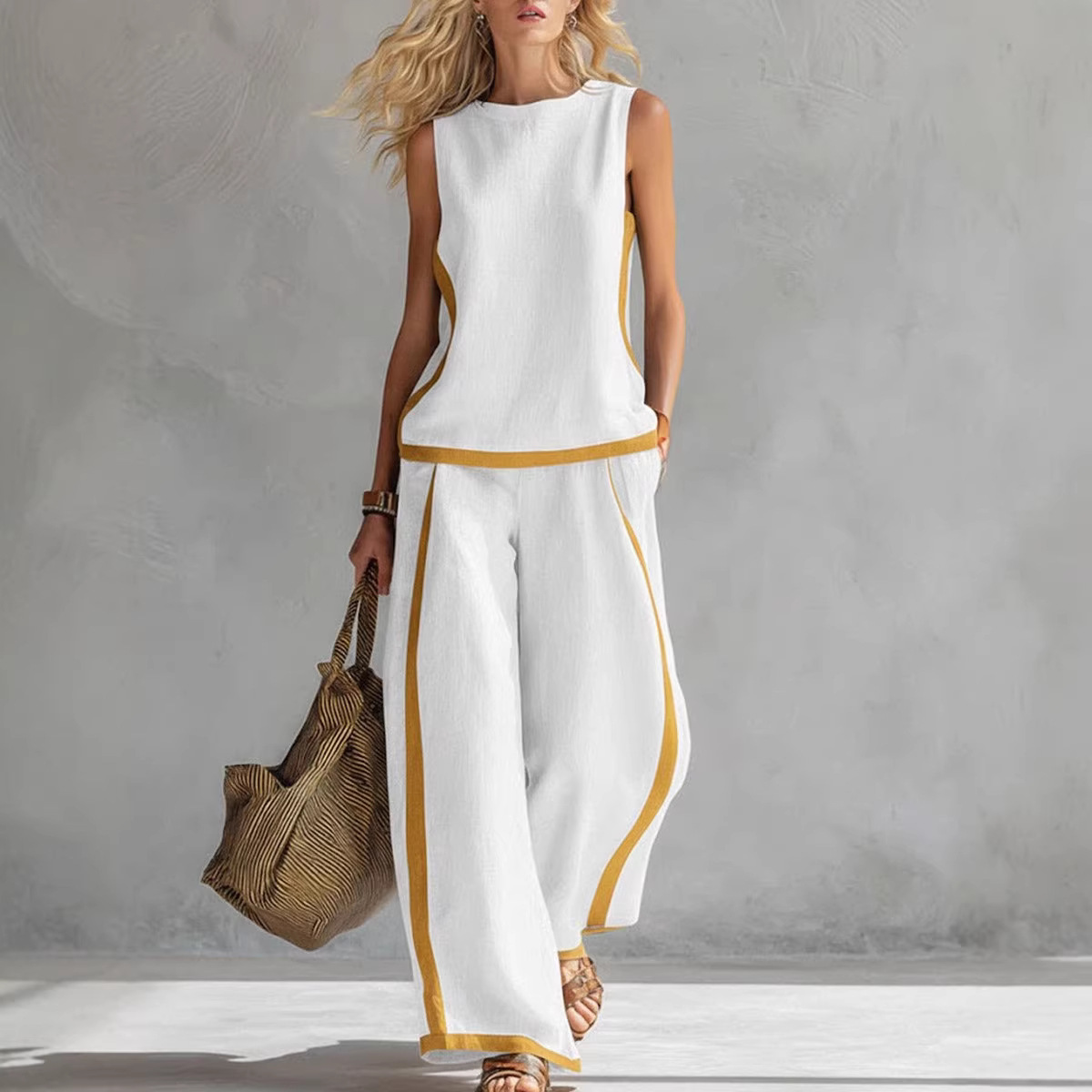 Conjuntos de Linho Femininos e - Linen Pant Wide avaliação e preço