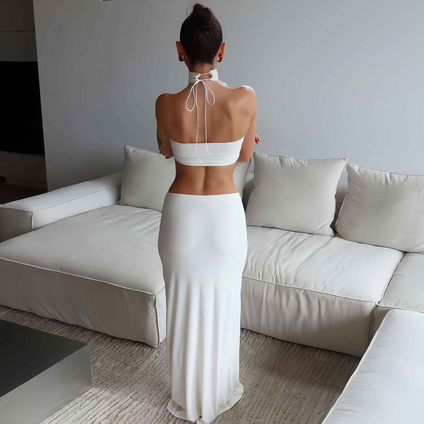 Conjunto Feminino Branco Sexy  - Maxi Dress Halter avaliação e preço