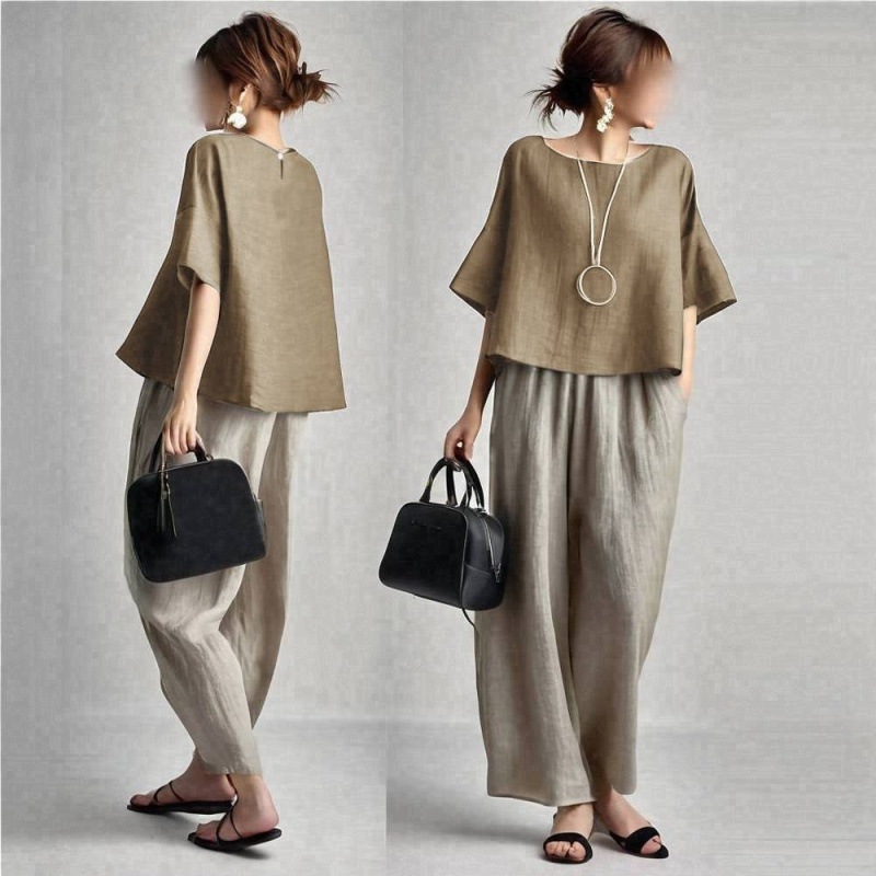 Conjunto Feminino de Duas Peça - Linen Pant Wide avaliação e preço